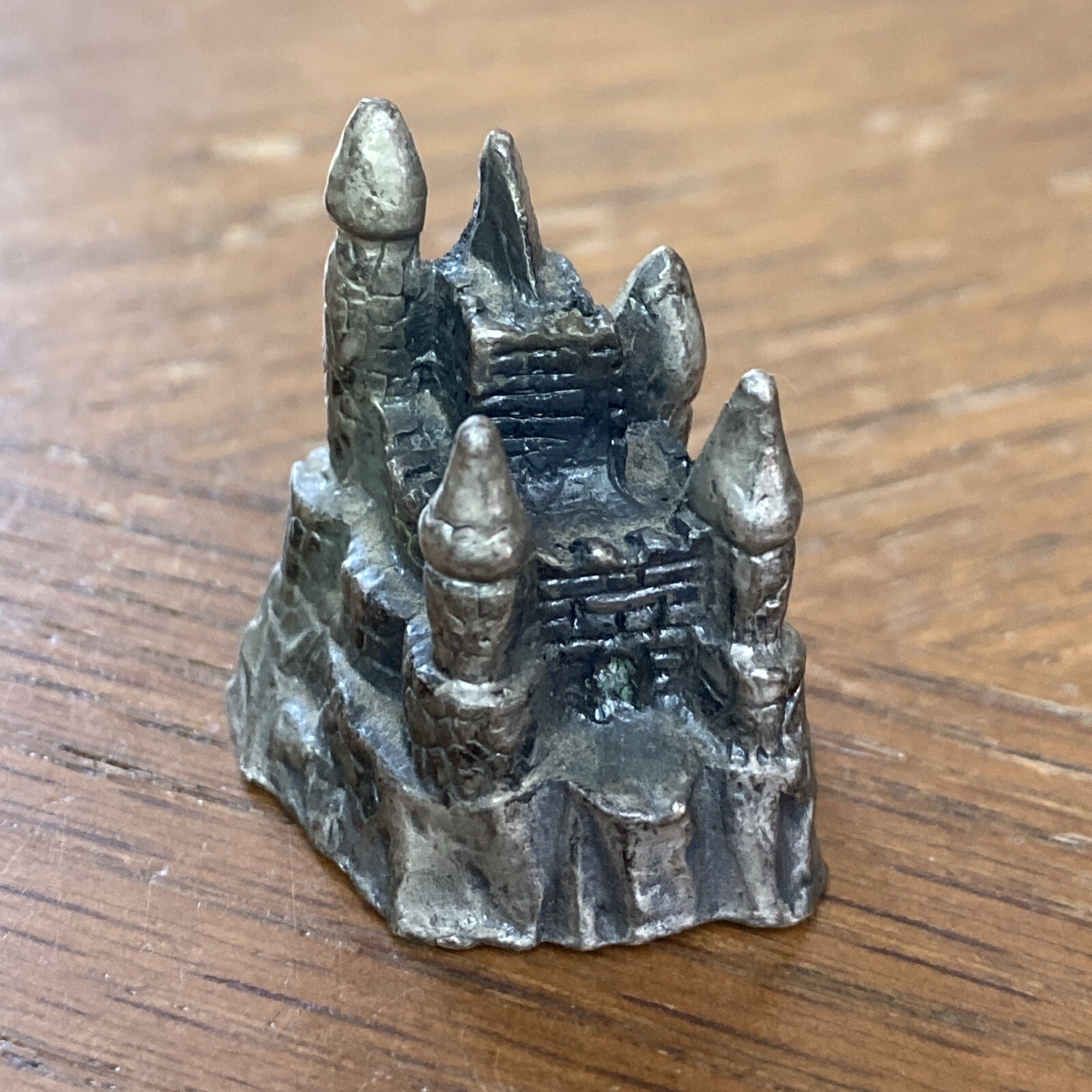 Vtg Pewter Castle with 5 Towers on Mountain Heavy