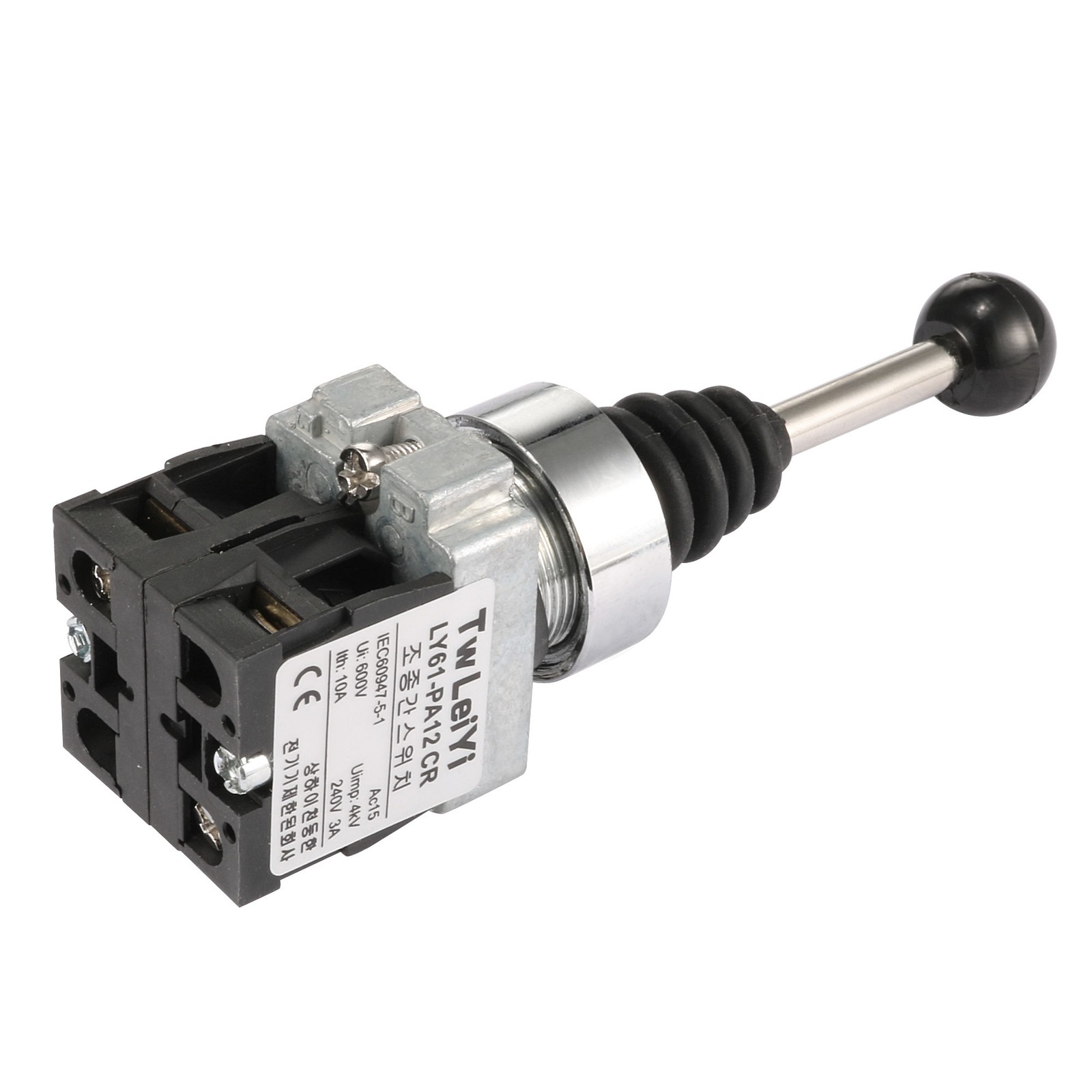 Joystick Switch 2 Position 2NO Latching Type AC 600V 10A 22mm Panel Mount