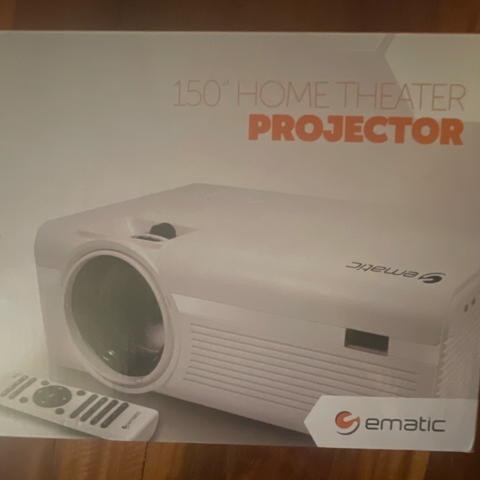 Ematic 150" LED Home Theater Projector 800x480 16:9/4:3 HDMI VGA USB White