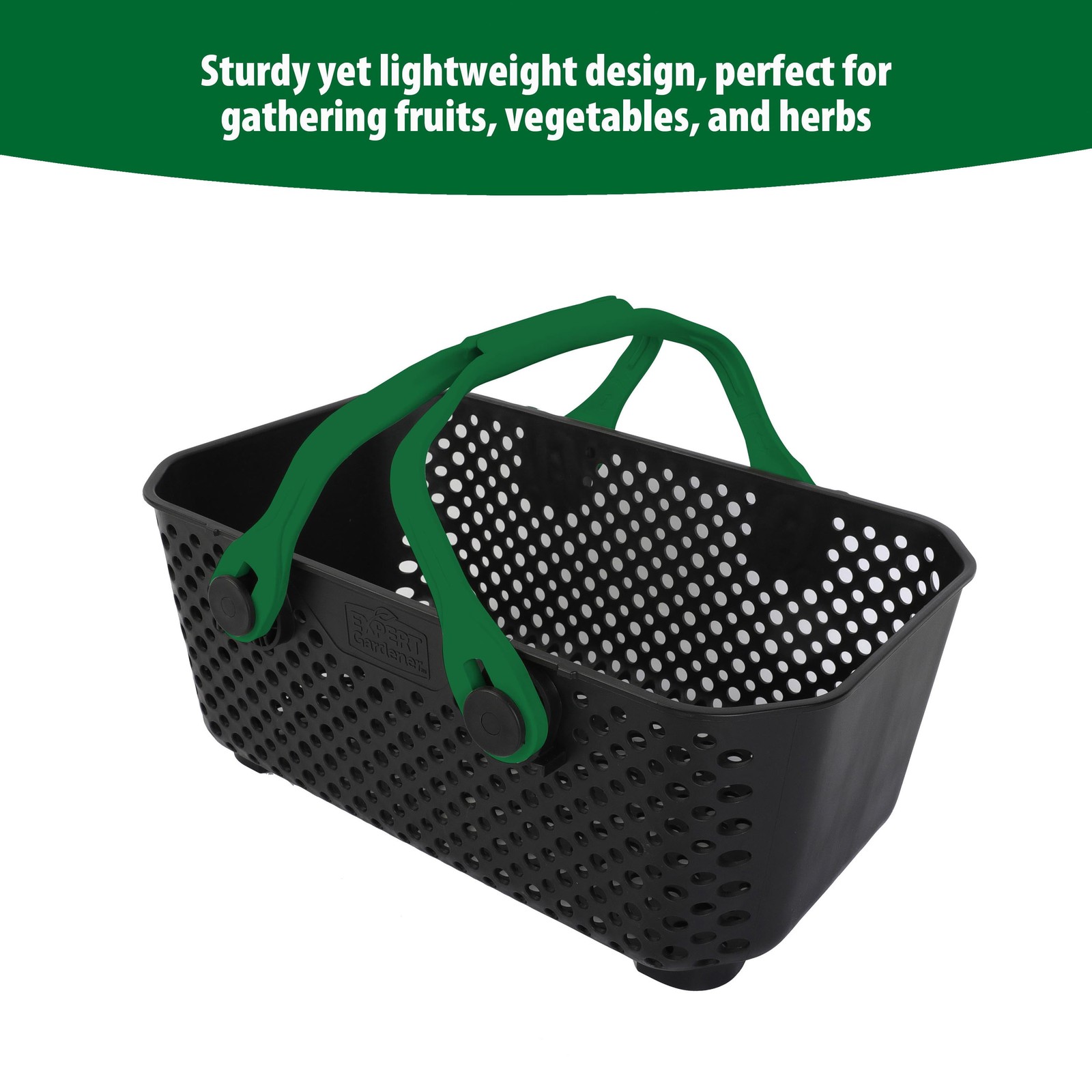 Harvest Storage Basket Black W/ Handles & Stackable Design