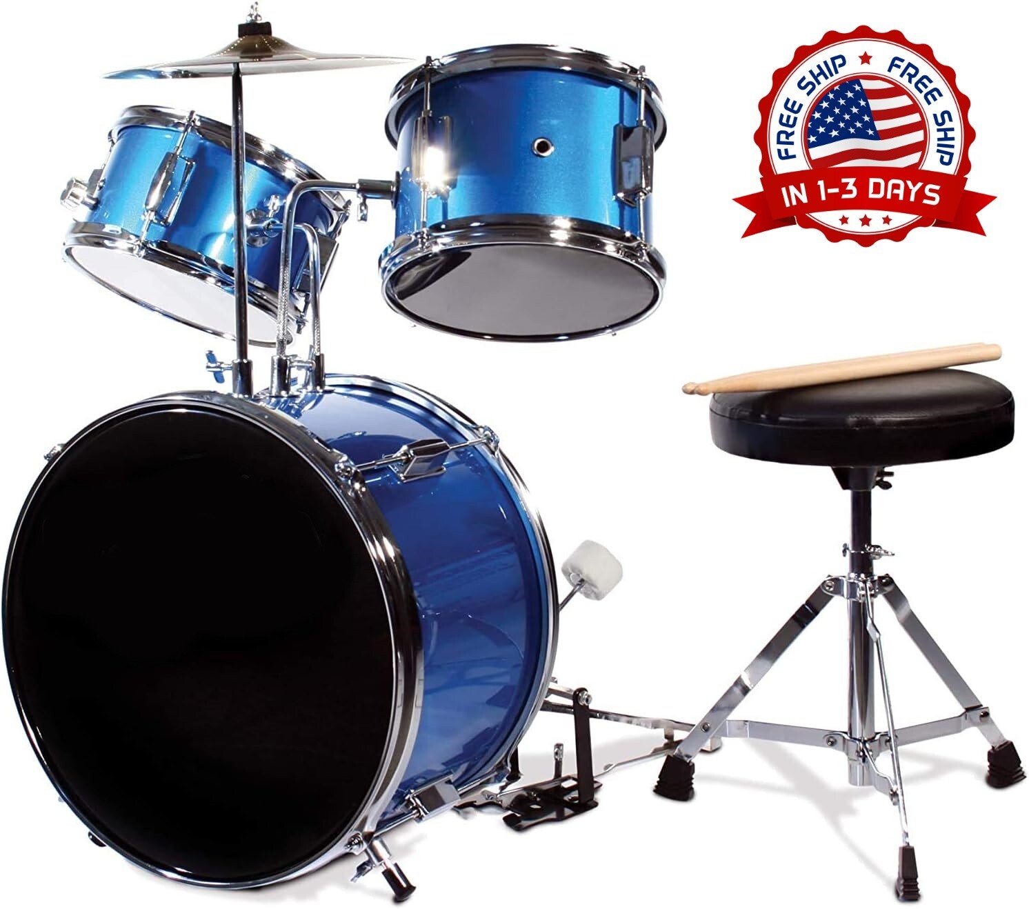 3 Pcs Juego de bateria para ninos Juego de musica para jovenes Drumsticks Cymbal