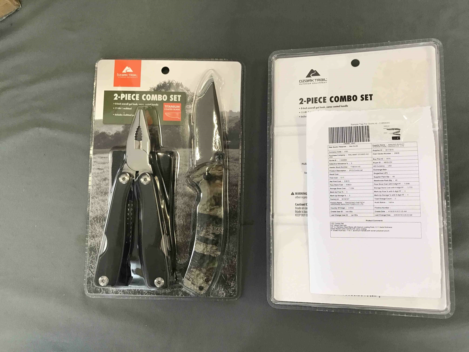 Ozark Trail Outdoors Equipment 2-Piece 8'' Folding Blade & Multi Tool Knife Set