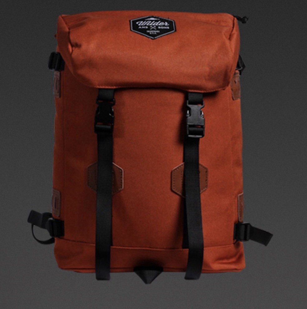 Wilder & Sons hiking backpack rucksack orange/black  vintage style laptop pocket