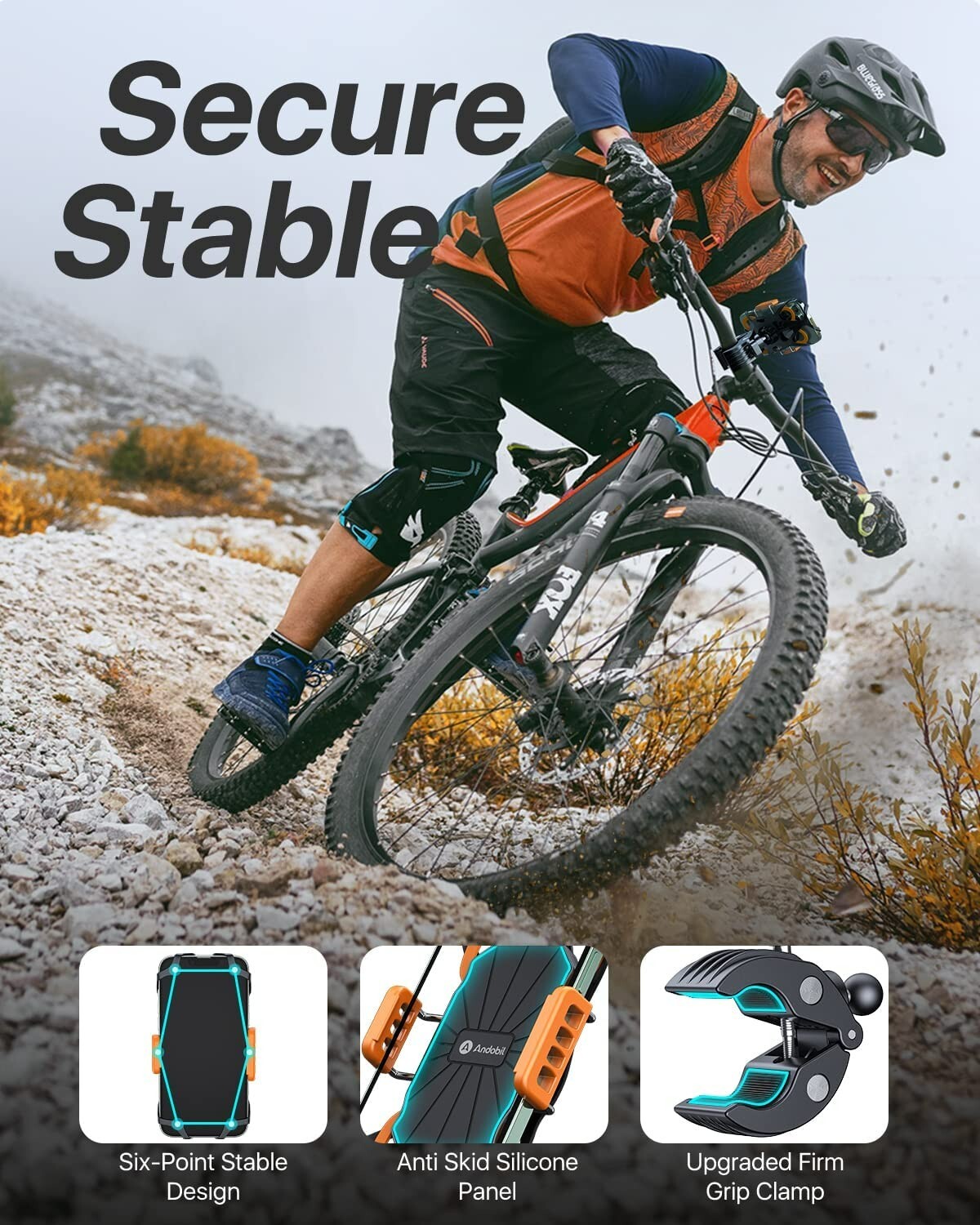 andobil Bike Phone Mount Super Stable on Bumpy Road] Motorcycle Phone Mount Un