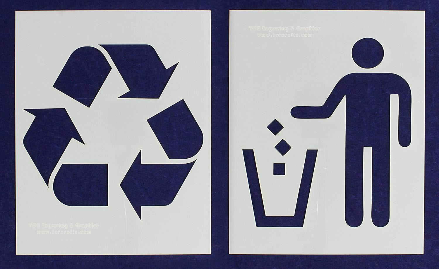 Recycle-Trash 2 Piece Stencil Set 14 Mil 8" X 10" Painting /Crafts/ Templates