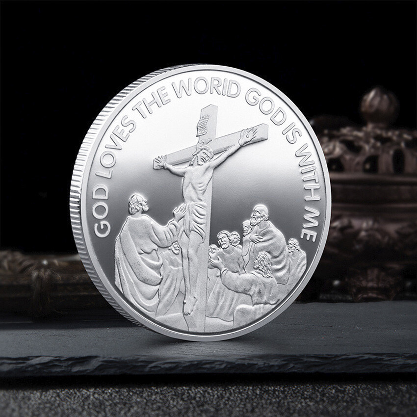 Jesus Christ Religion Faith Plated Silver Coin Souvenirs Christian Commemorative