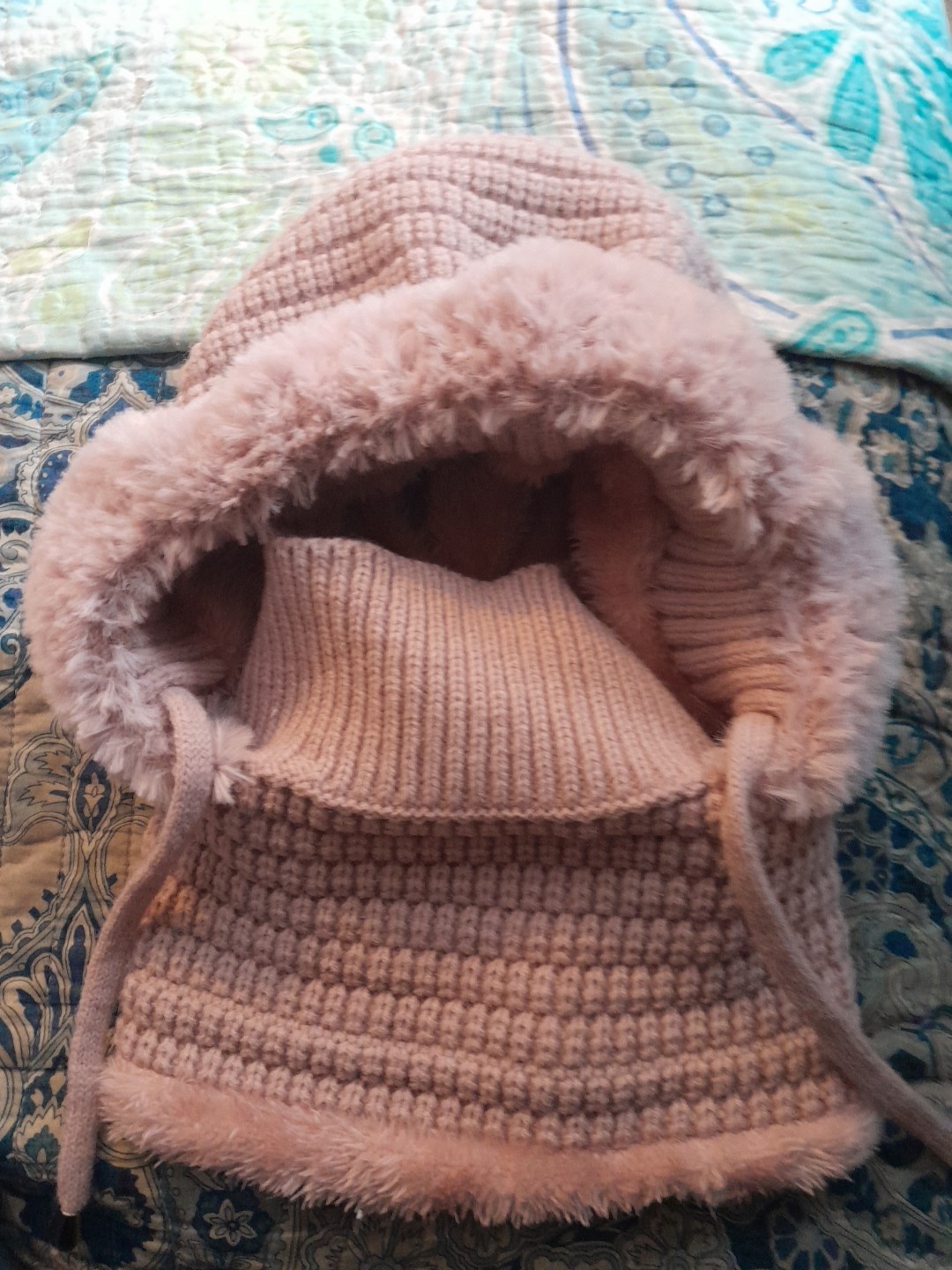 Womens Pink Balaclava/ski Mask One Piece Fleece Lined New Wirhout Tags