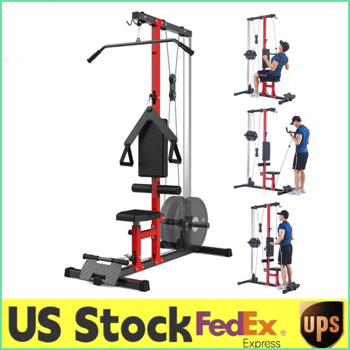 Wall-Mounted LAT Pull Down Machine,Home Gym Cable Station w/ Dual Pulley System