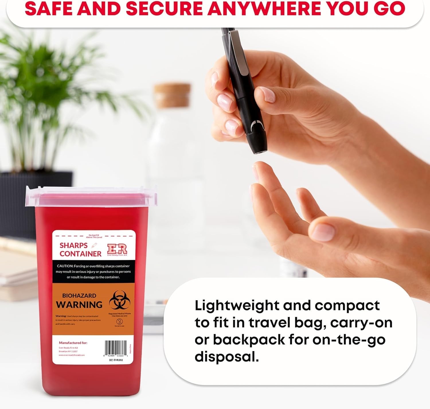 Sharps Container with Split Lid Design and Locking Mechanism for Sharp Waste ...