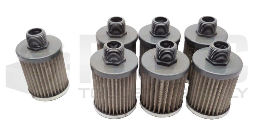 LOT OF 7 NEW HYDRAULIC FILTER ELEMENTS 4-1/4"H X 2-1/2"DIA X 1"THRD 5/8"NPT