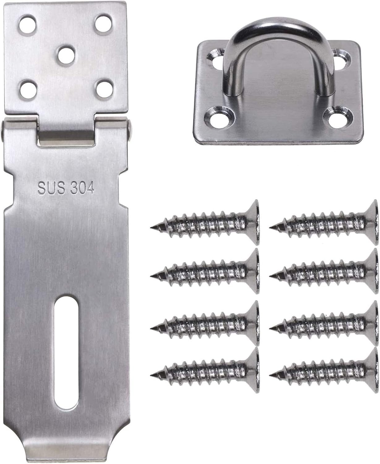 Padlock Hasp 4 Inch Door Clasp Lock Latch, 2 Pcs Stainless Steel 2