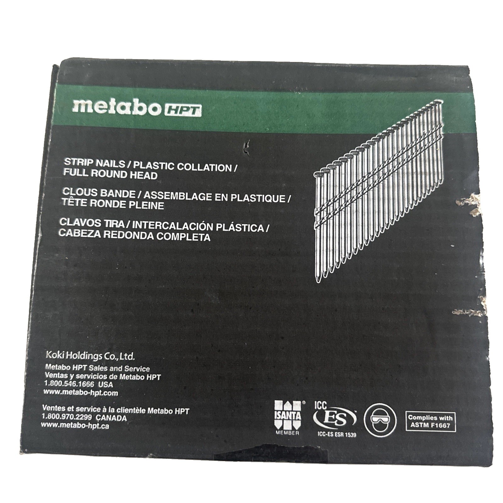 Metabo HPT 2-3/8” x .113” Plastic Strip Framing Nails 21 Deg Ring Shank 1000 Pk