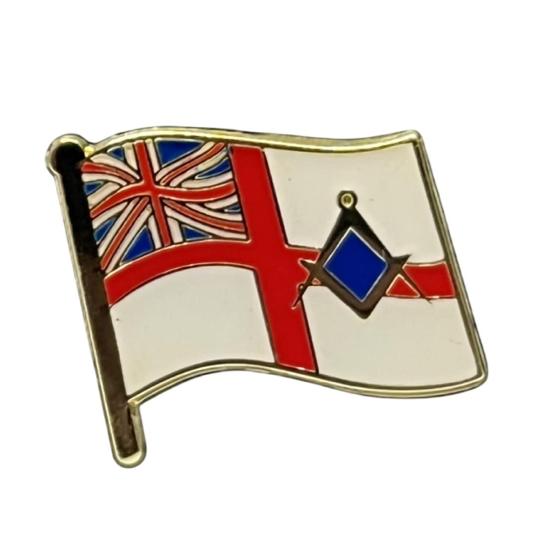 Naval Flag with Square & Compass Masonic Lapel Pin