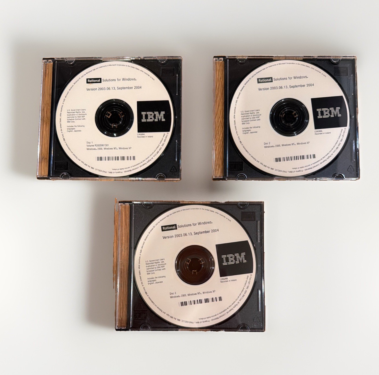 IBM Rarional Solutions for Windows 2000 NT XP  2003.06.13 Sept 2004 3-Disc Set