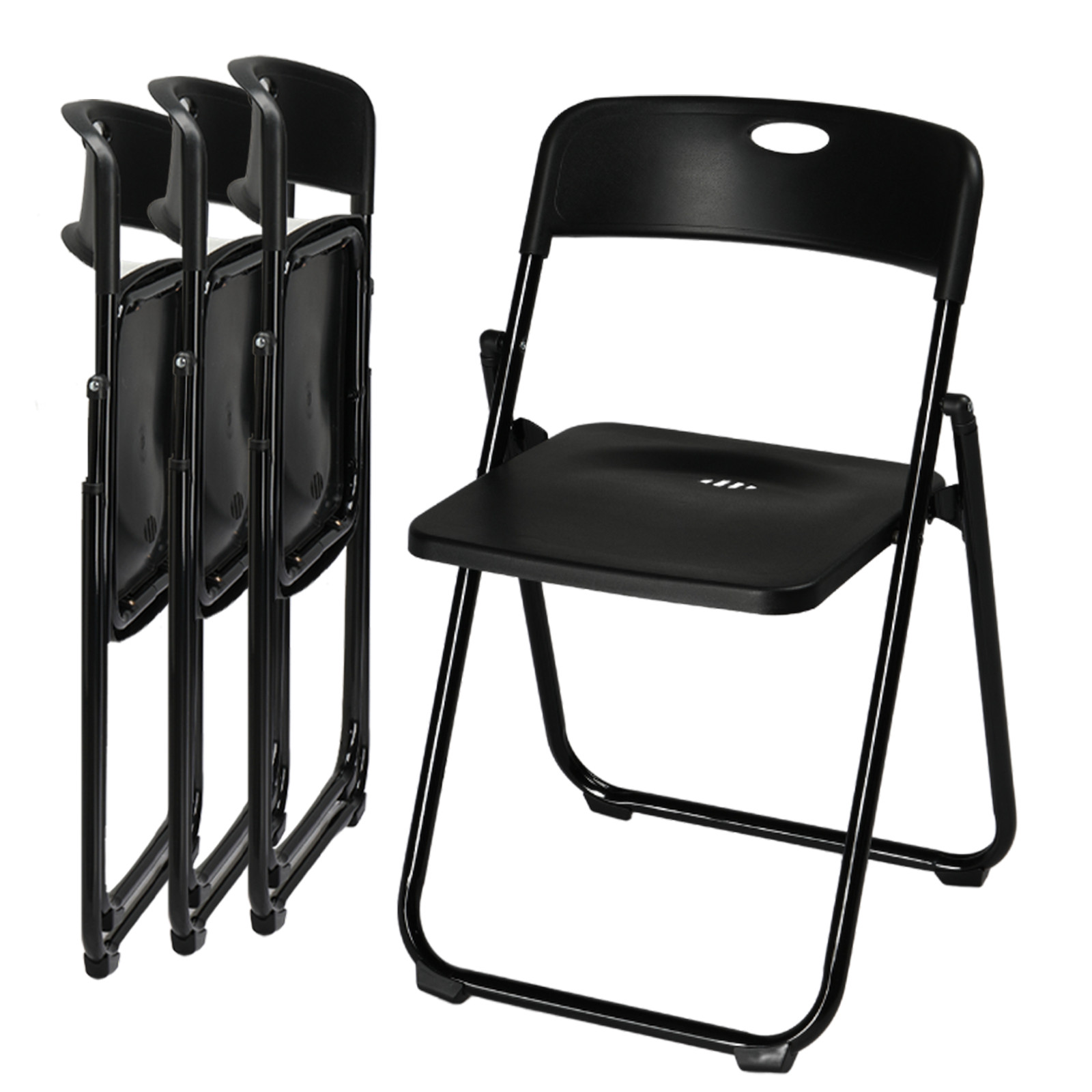 Set of 4 In/Outdoor Heavy Duty Plastic Folding Chairs with Reinfoced Steel Frame