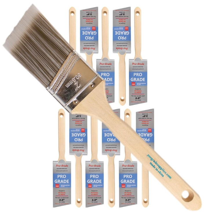 Pack 12 Brochas Angulares 2" para Pintura, Paredes, Molduras y Muebles, Nuevo