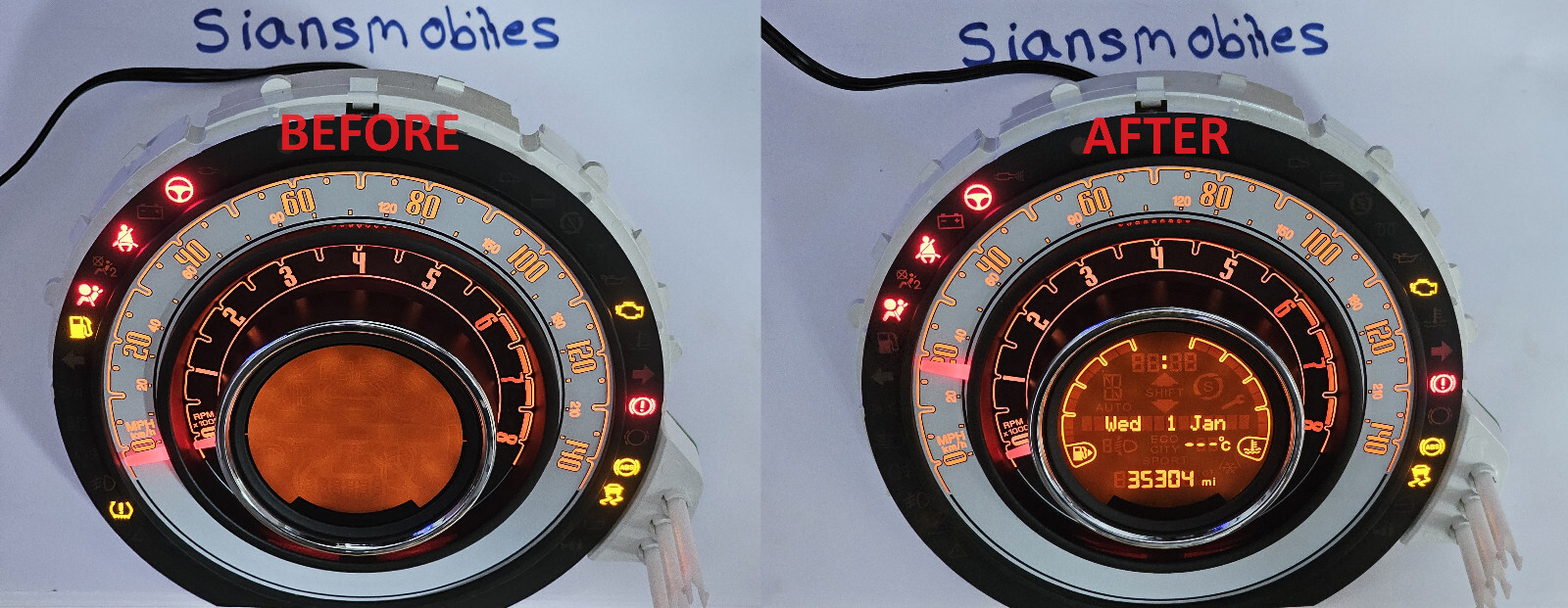 Fiat 500 2014-17 Lcd Screen Display Dash Speedo Instrument Cluster VLIT-1592-02