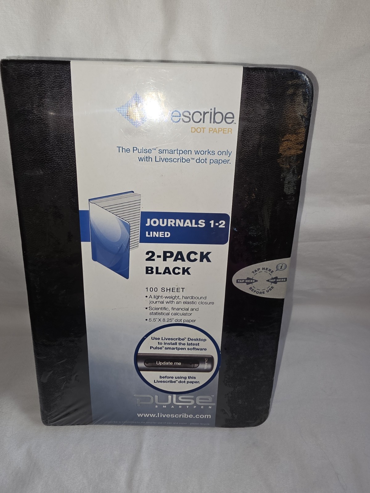 Livescribe Dot Paper Lined Journals 1-2 Hard Cover Black 2 Pack - New / Sealed