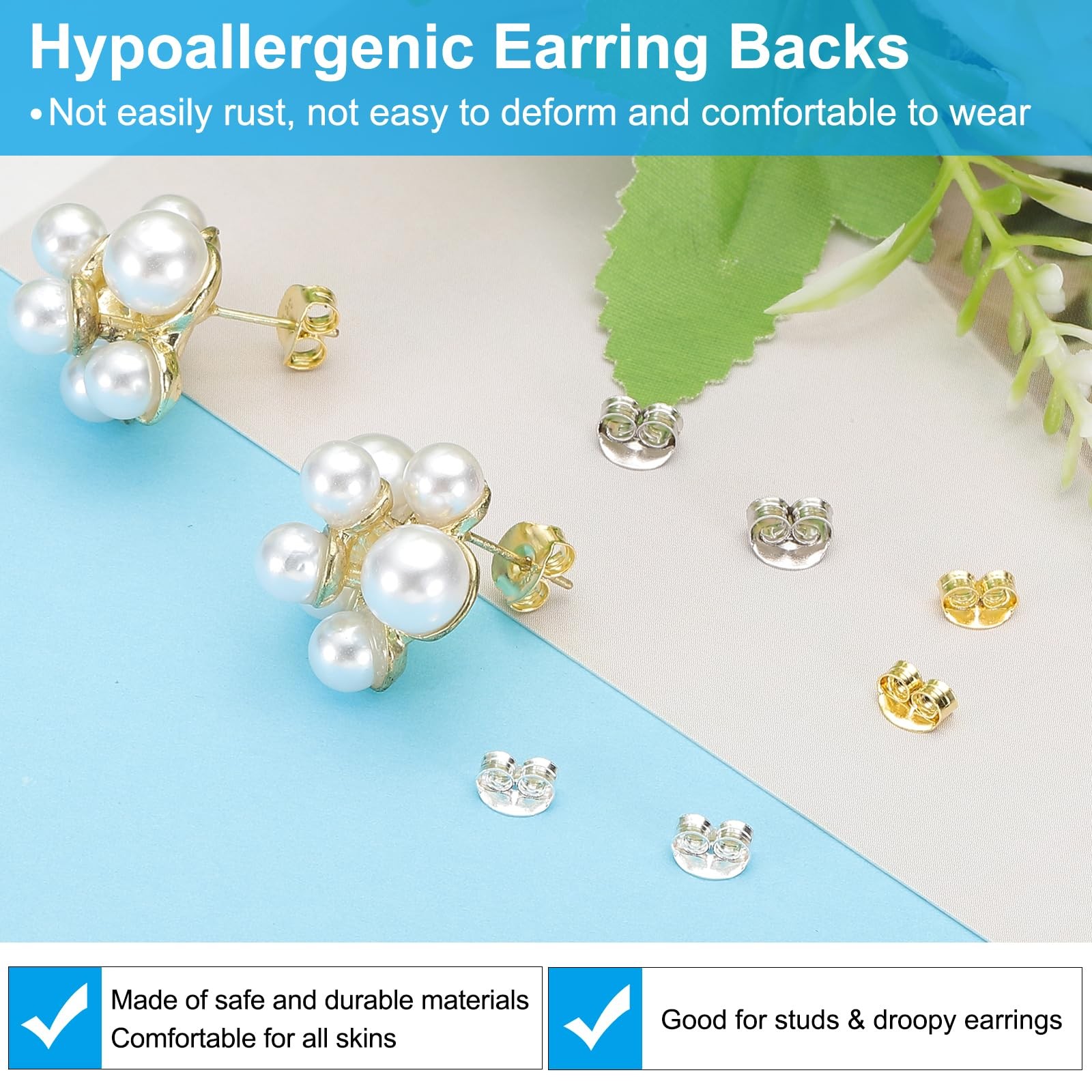 PATIKIL 8 Pcs Earring Backs, 14K Gold Locking Backs Replacements