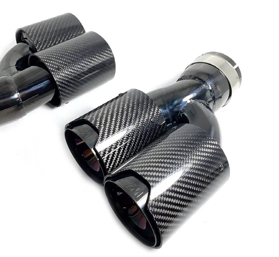 Pair Dual Exhaust Tip Real Carbon Fiber Tailpipe For BMW 525i 528i 530i G30 G31