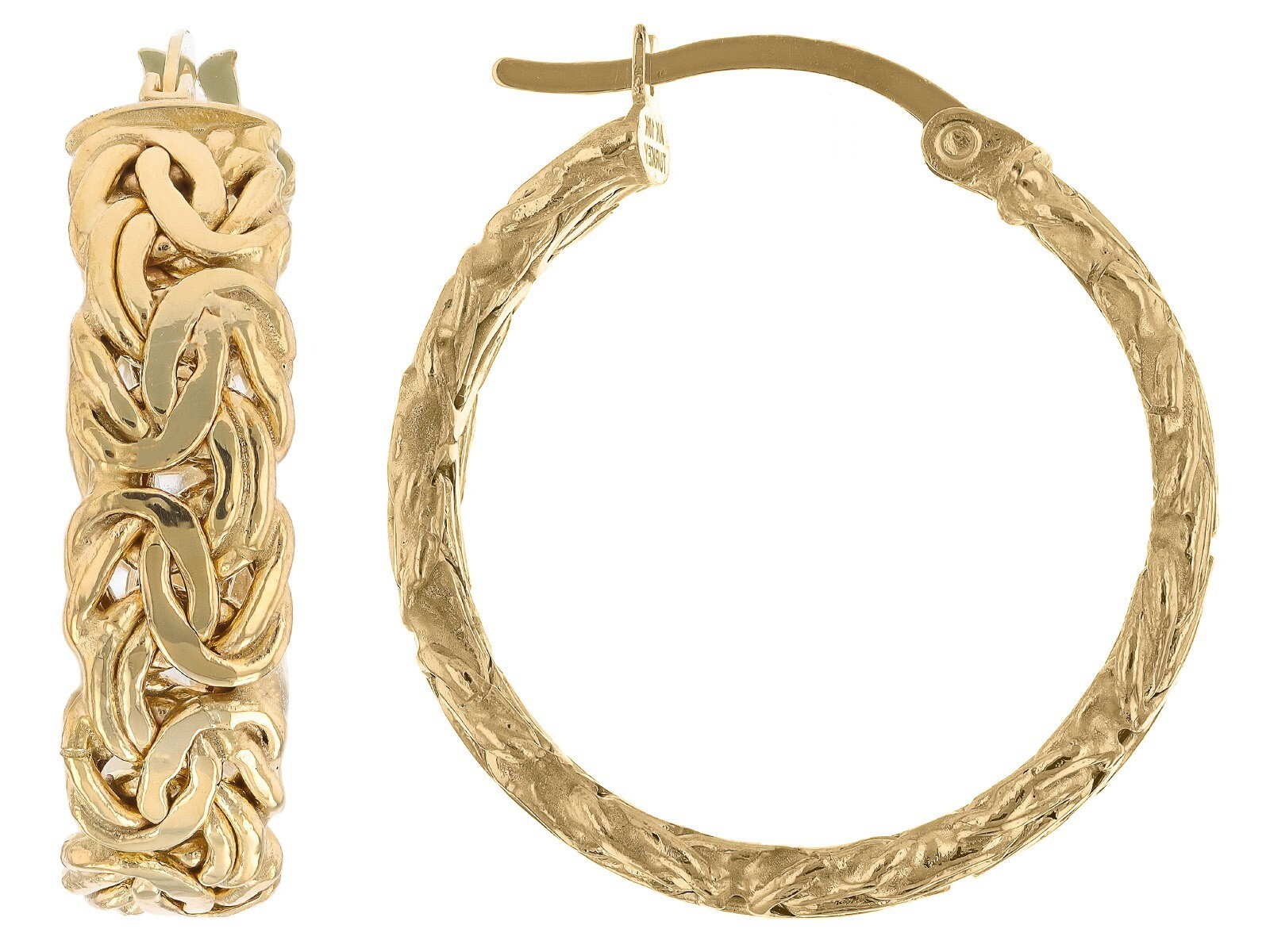 Polished Round Byzantine Hoop Earrings REAL 10K Yellow Gold FREE SHIPPING