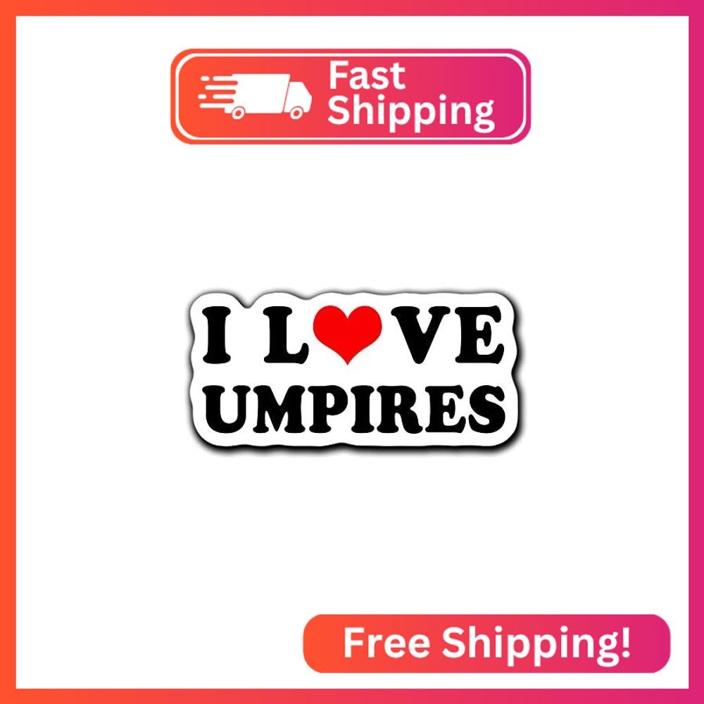 Saiki I Love Umpires Vinyl Sticker for Baseball Softball Catcher's Mask, Helmet