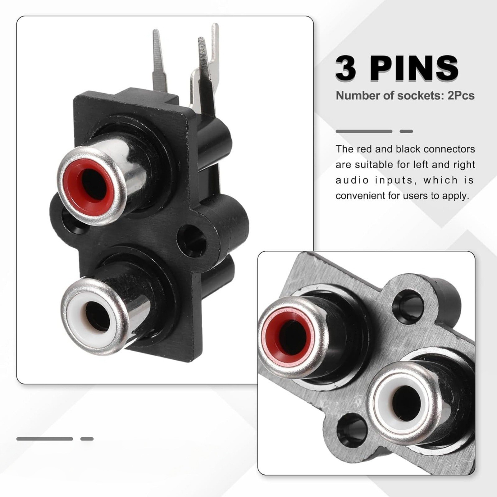 2PC RCA Female Socket Panel Mount Connector Accessory for Professional Audio Use