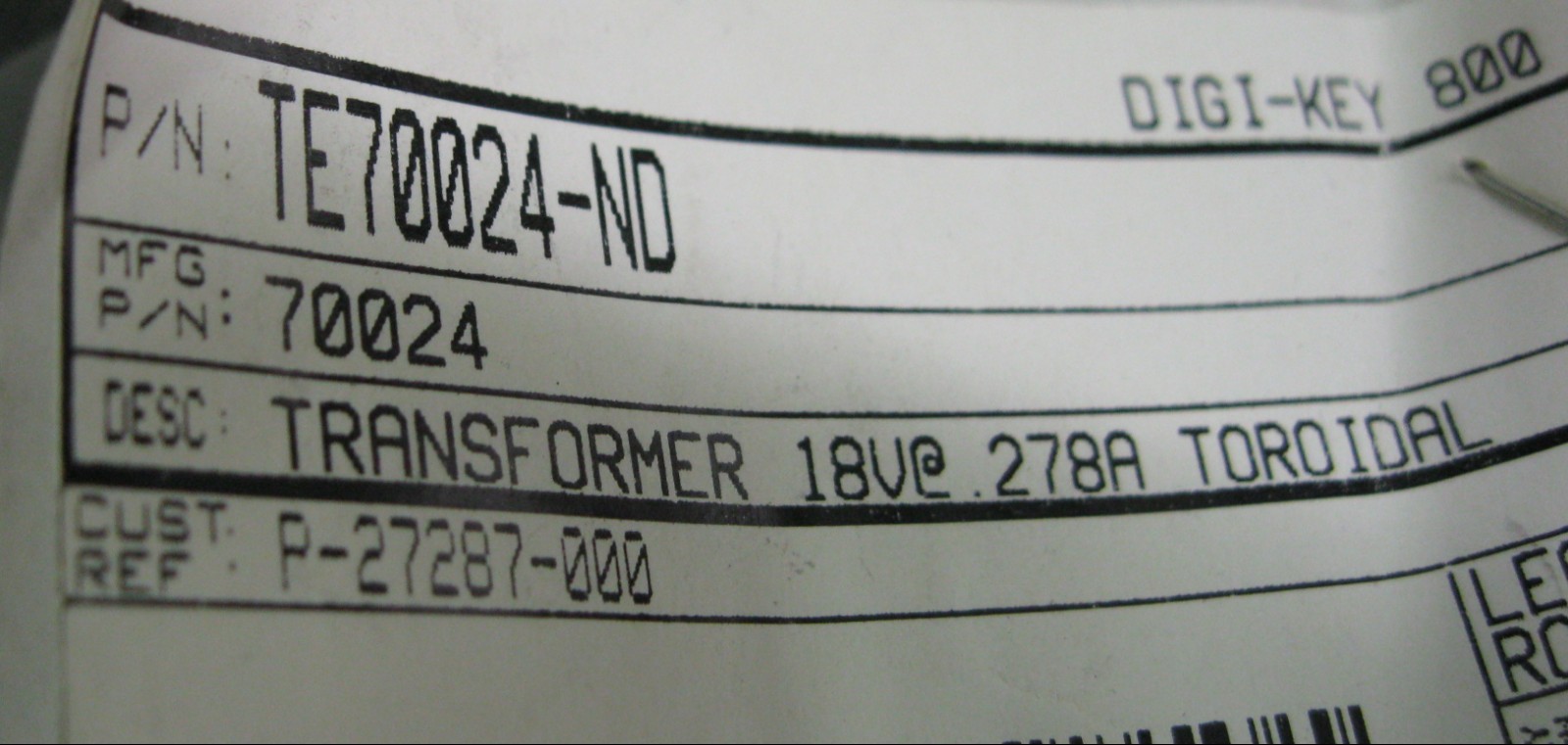 Amveco 70024 Transformer 18V