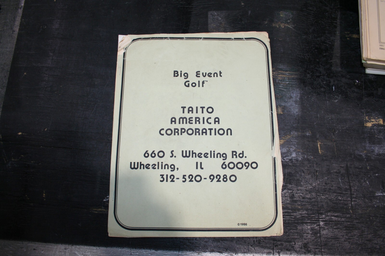 Big Event Golf ARCADE/PINBALL Manual (SEE PHOTOS)