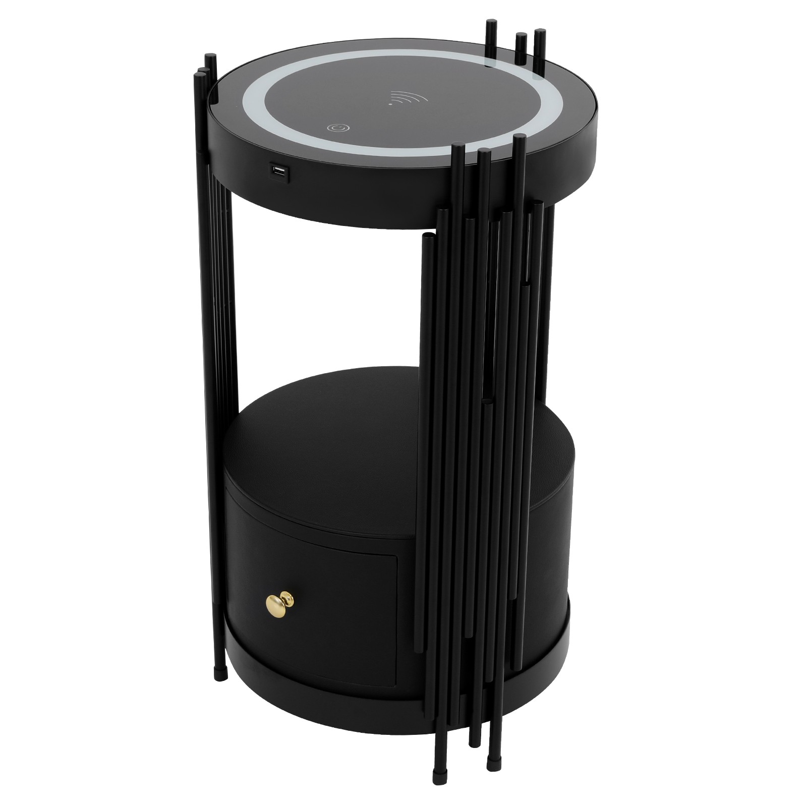 Smart Nightstand With Wireless Charging Station Bedside Table LED Side/End Table