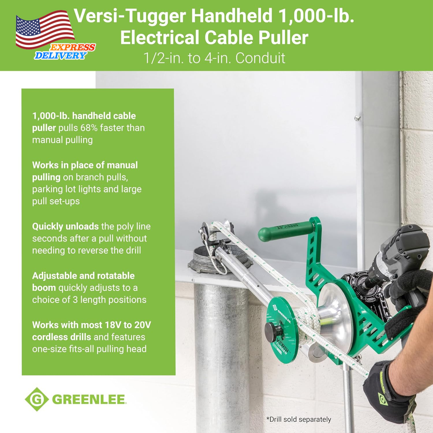 G1 Versi-Tugger 1000-Lb Electric Cable Puller for 1/2" to 4" Cables