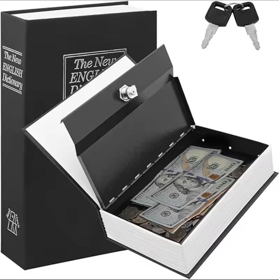 Book Safe Keyed The New English Dictionary Secret Compartment Black