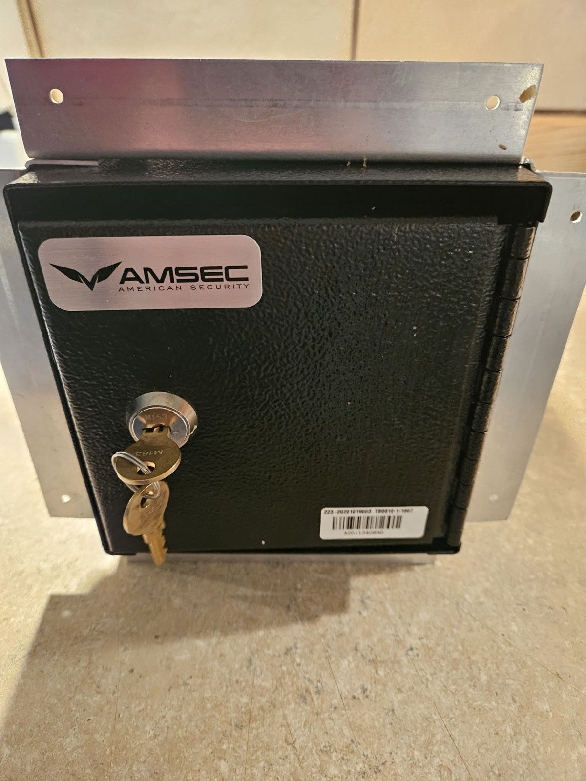 AMSEC TB0610 Wall Safe Key Lock, Black Metal Textured, 2 Keys, Surface Mount