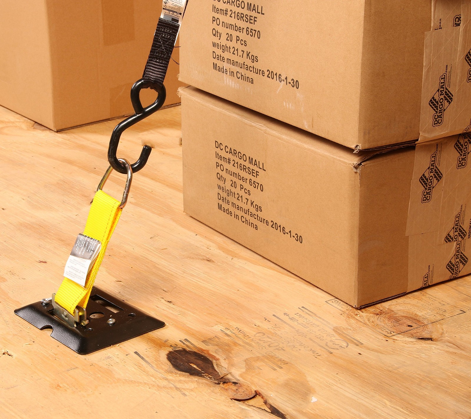DC Cargo Mall E-Track Rope Tie-Offs, 2" x 6" Tie Down Straps - 4-pack, Yellow