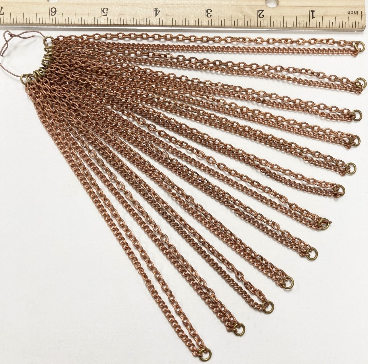 12 VINTAGE AGED COPPER COATED STEEL 2 CHAIN 6.25" JUMP RING SECTIONS N35