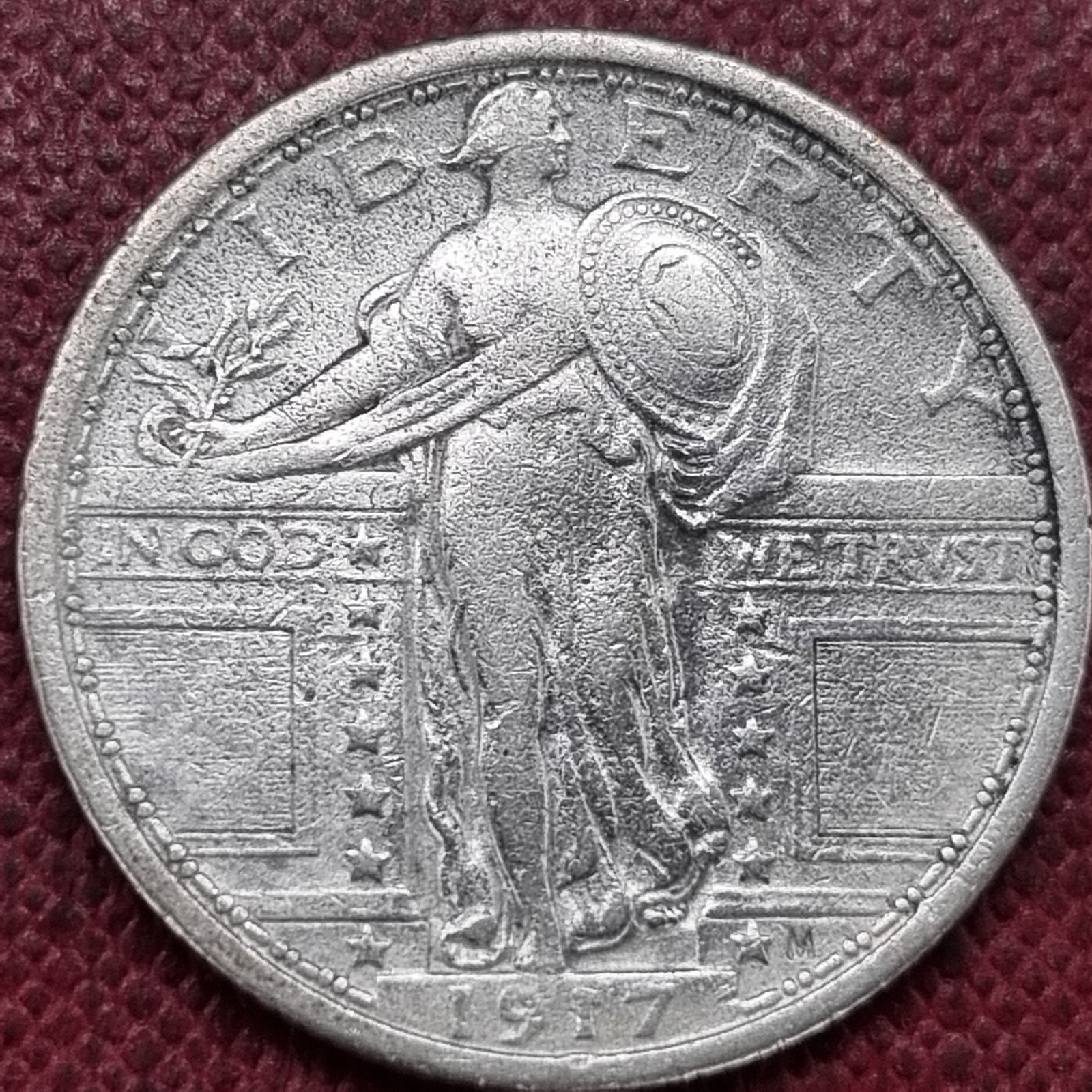 1917 Type 1 Standing Liberty Quarter 25c AU Details Almost Uncirculated #99570