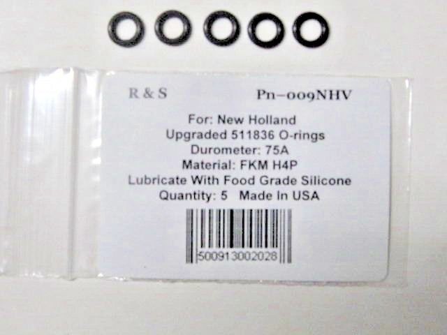 5 Compatible New Holland O-Rings Part # 511836 Upgrade / R&S 009NHV / FKM Mat