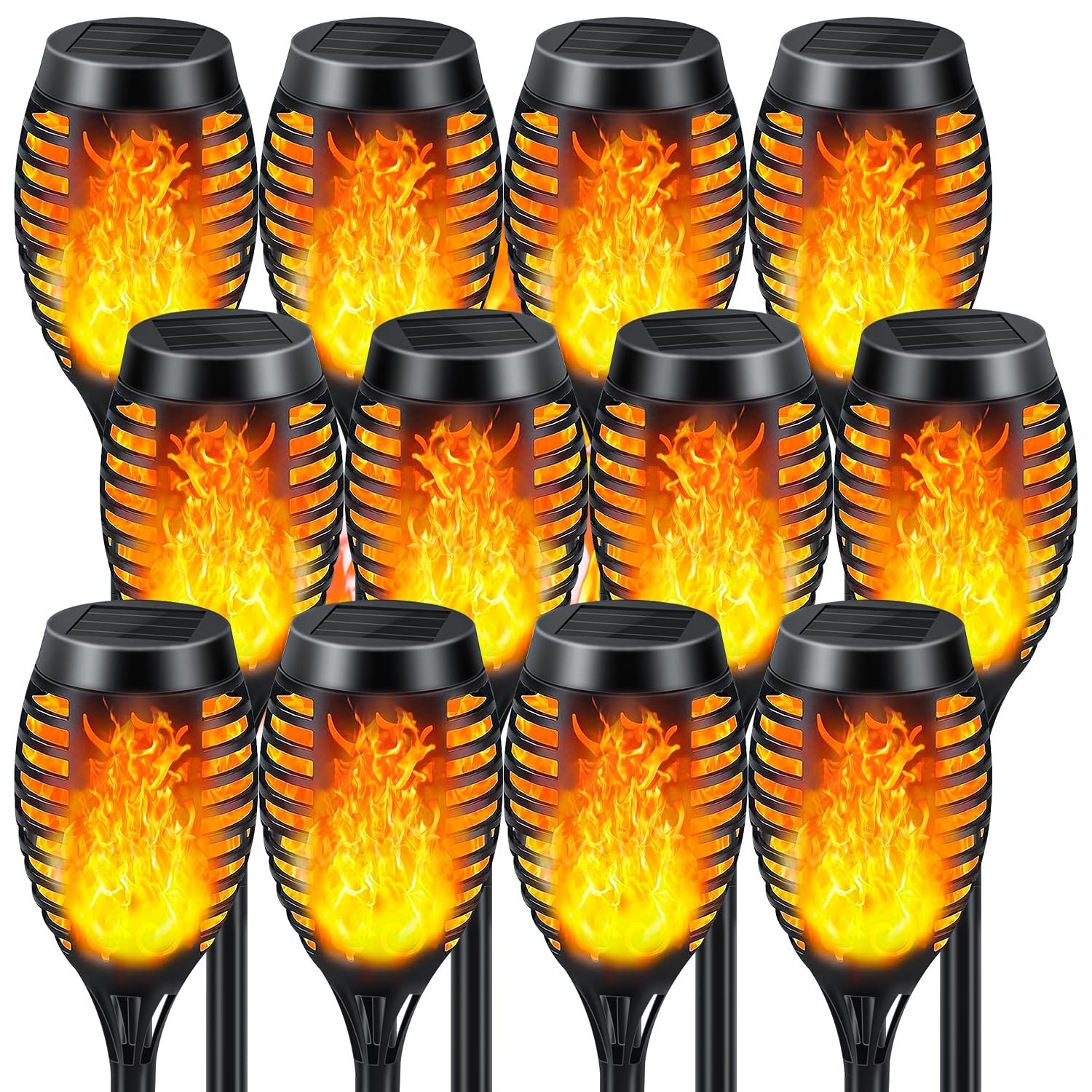 Solar Lights Outdoor 12 Pack, Solar Torch Light with Flickering Flame, Waterp...