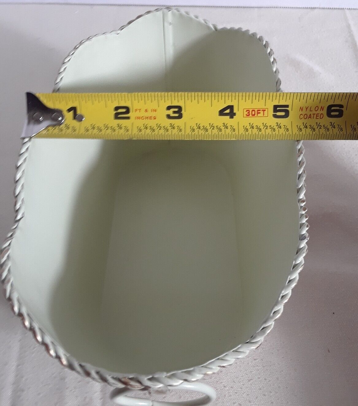 Vintage Tin Porte de Jardin Side Handles Shabby Chic Basket 4.25 in Tall
