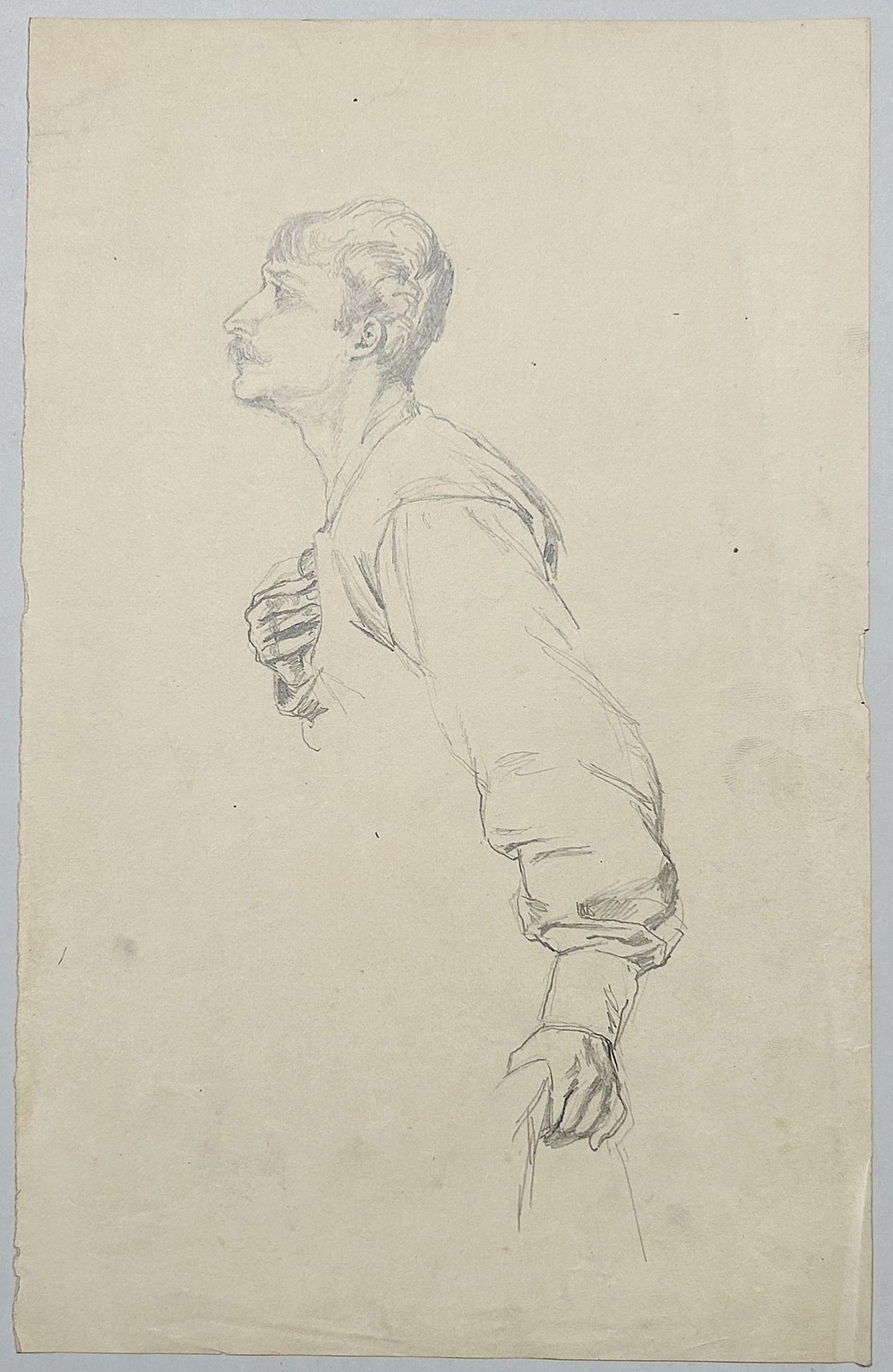 Hermann Schneider - Study Of A Man With Moustache Drawing 1880