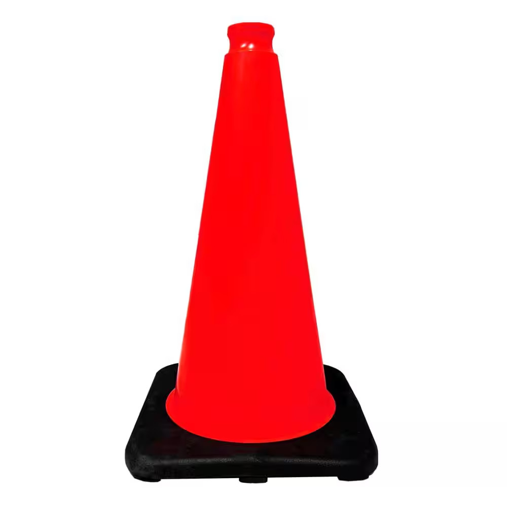 18 In. Orange Traffic Cone with Black Base 3 Lbs.