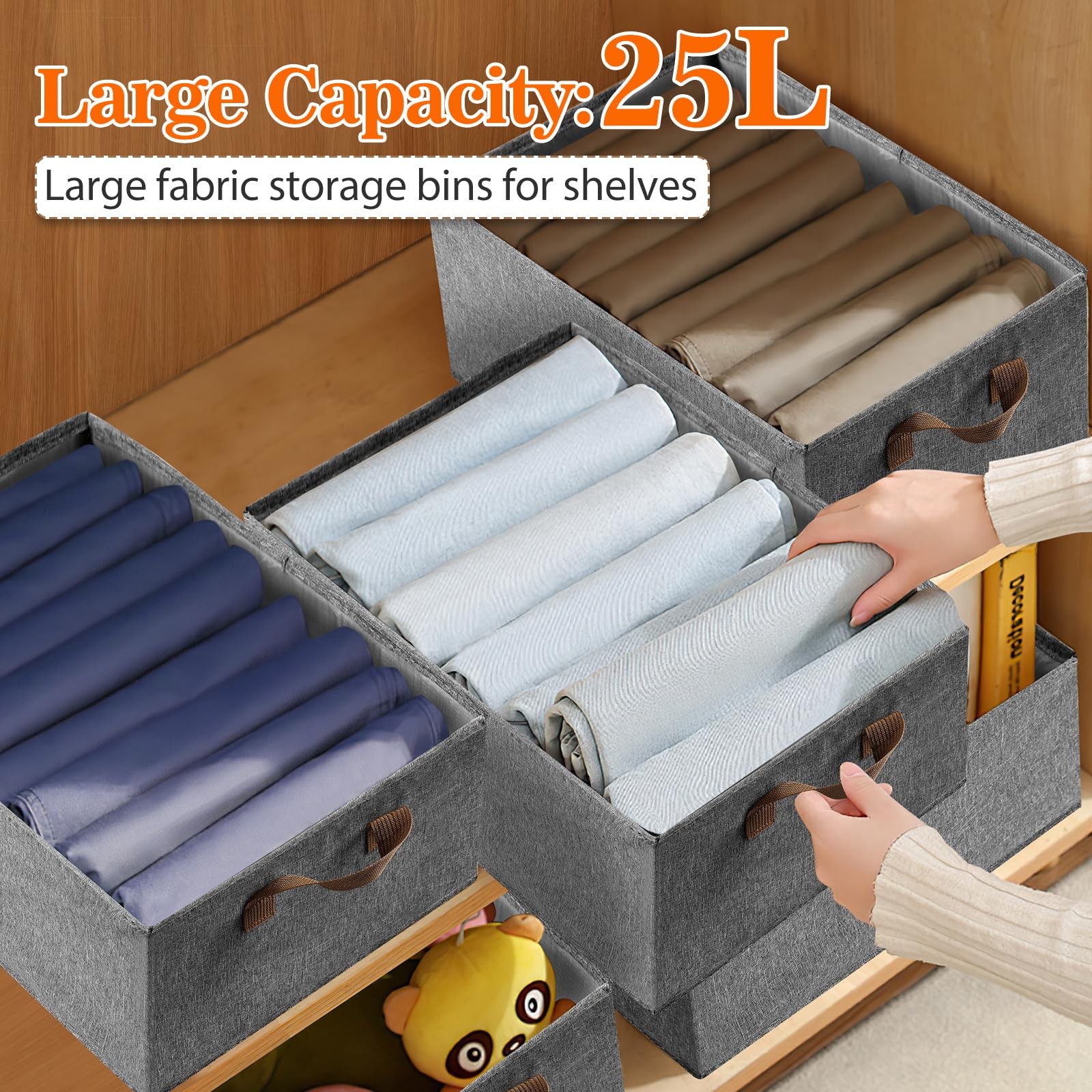 10 Pack Large Capacity Storage Bins Closet Organizer System, Sturdy Foldable ...
