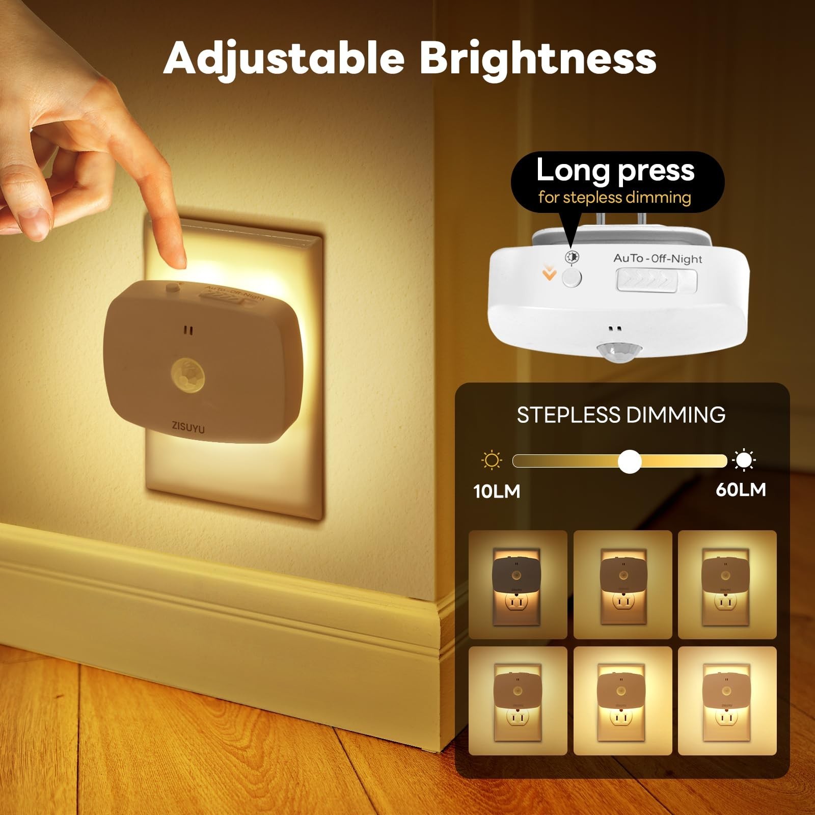 Dimmable LED Night Light with Motion & Dusk Sensor, Color-Changing, 6 Pack