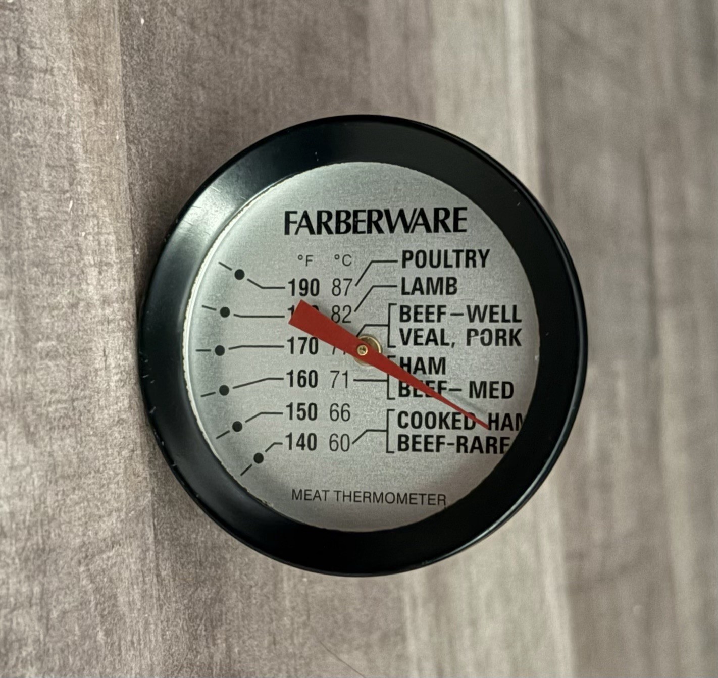 Farberware Meat Thermometer 140-190° Large 2 Inch Dial Black