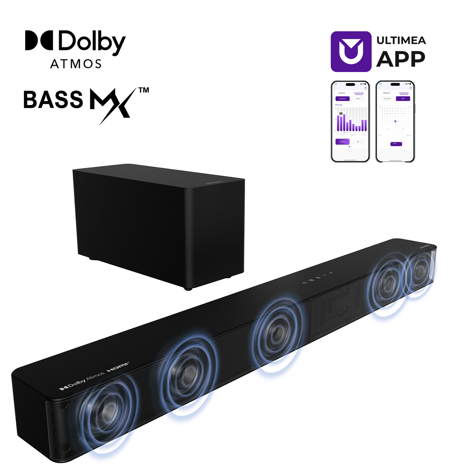 ULTIMEA 5.1 Soundbar with Subwoofer, 4D Surround Sound System VoiceMX BassMX APP