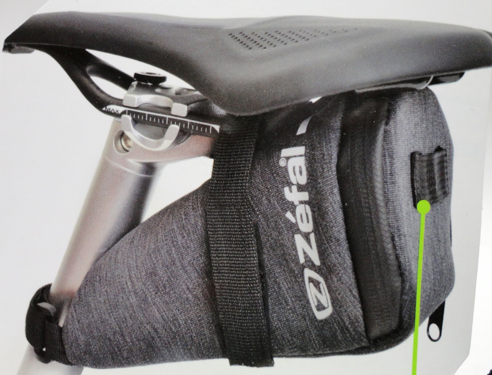Zefal Deluxe Cone Shaped Under Seat Storage Bike Bag Universal Mount Gray 550622