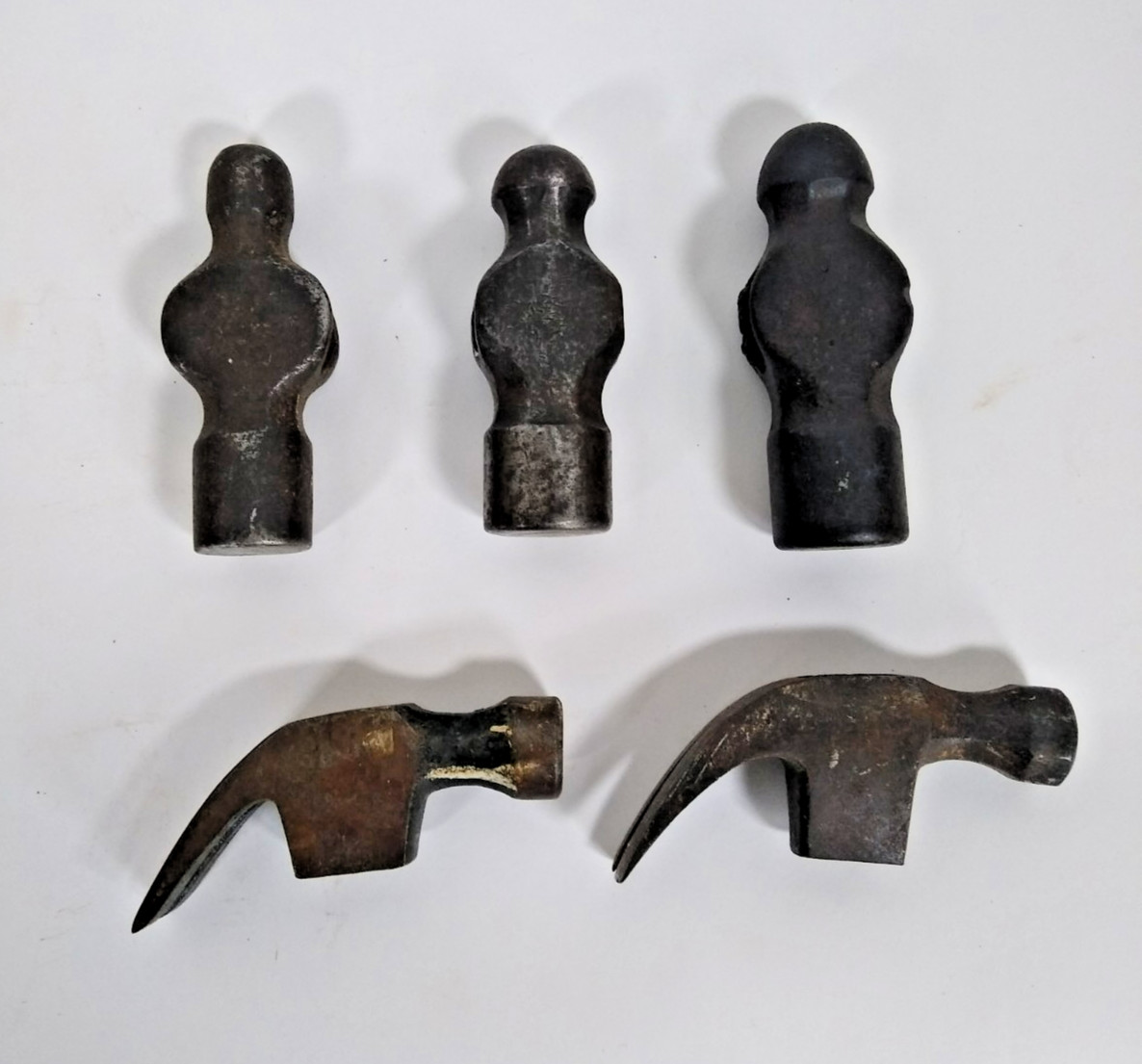 Lot of 5 vintage claw hammer & ball peen hammer heads, Miller Falls