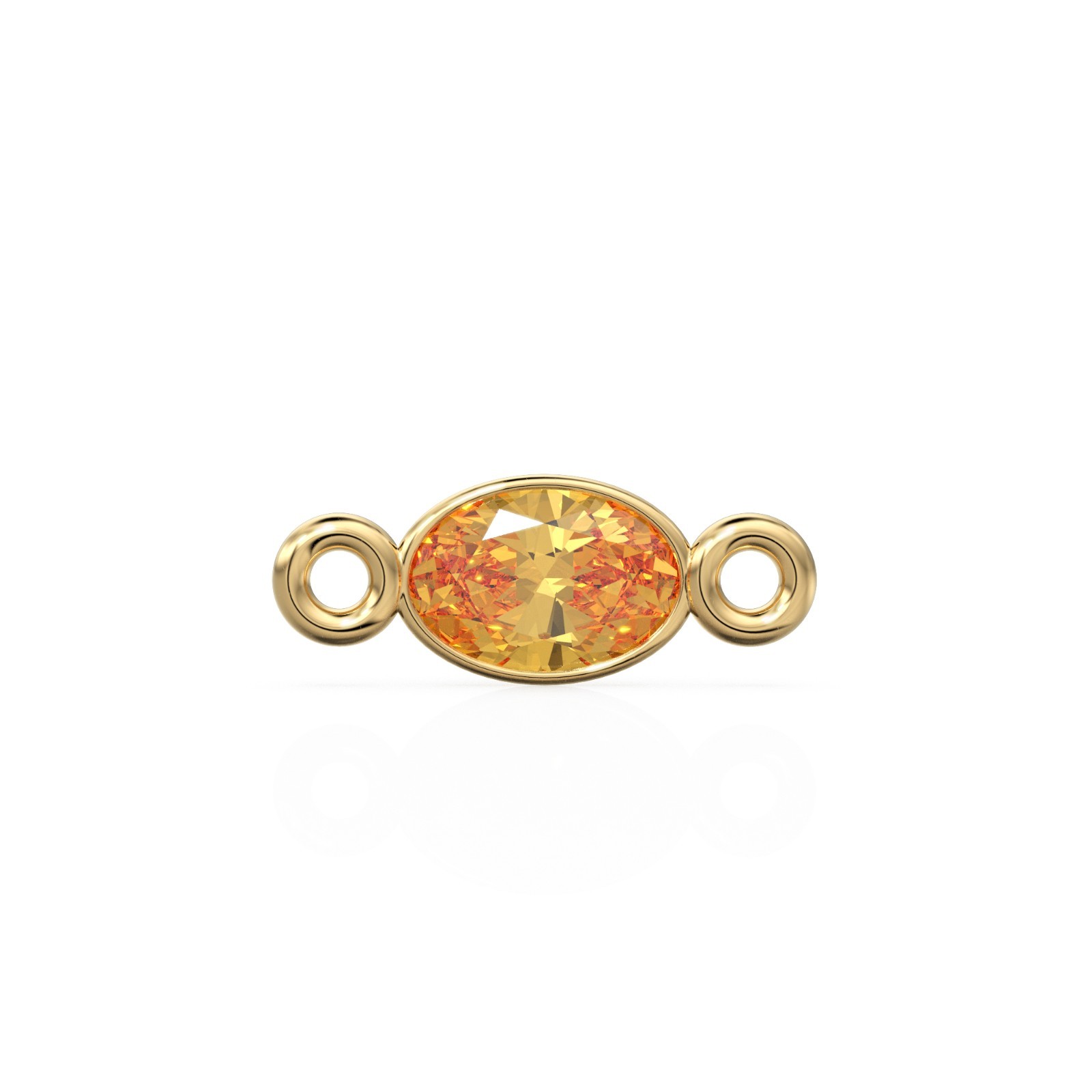 Golden Citrine 4x6mm 18k Solid Gold Connector Spacer / November Birthstone