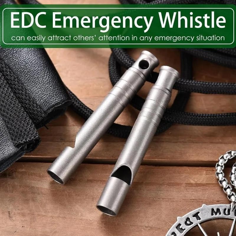 2pack Titanium Emergency Survival Whistle Mini Edc Tool for Hiking & Camping