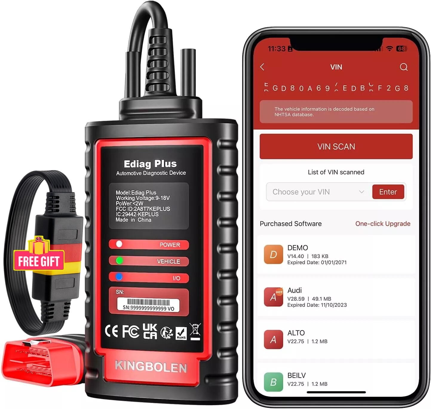 Kingbolen Ediag Plus Car Bidirectional ALL System OBD2 Scanner Diagnostic Tool